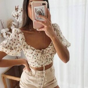 Sabo Skirt Floral Puff Sleeve Bodice Top